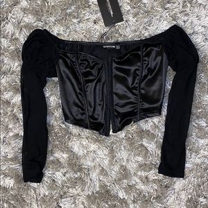 Mesh Satin Corset Croptop